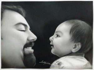 نقاشی چهره پدر و پسر